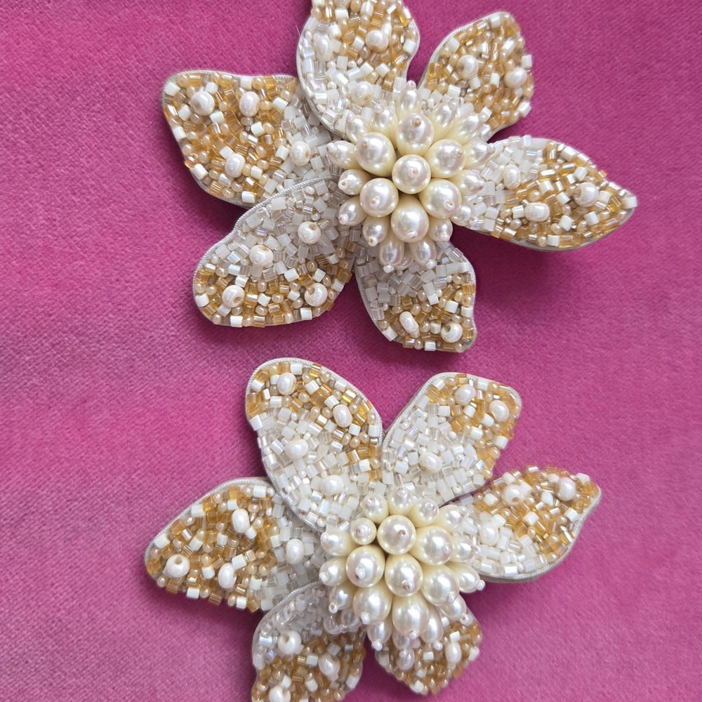 Mignonne Gavigan White and Gold Floral Earrings - Picture 2 of 5